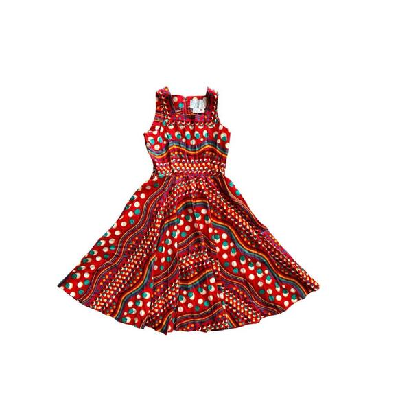 Vintage 80s Japanese Red Polka Dot Midi Dress Maximalist Yokohama Streetwear - Picture 3 of 13